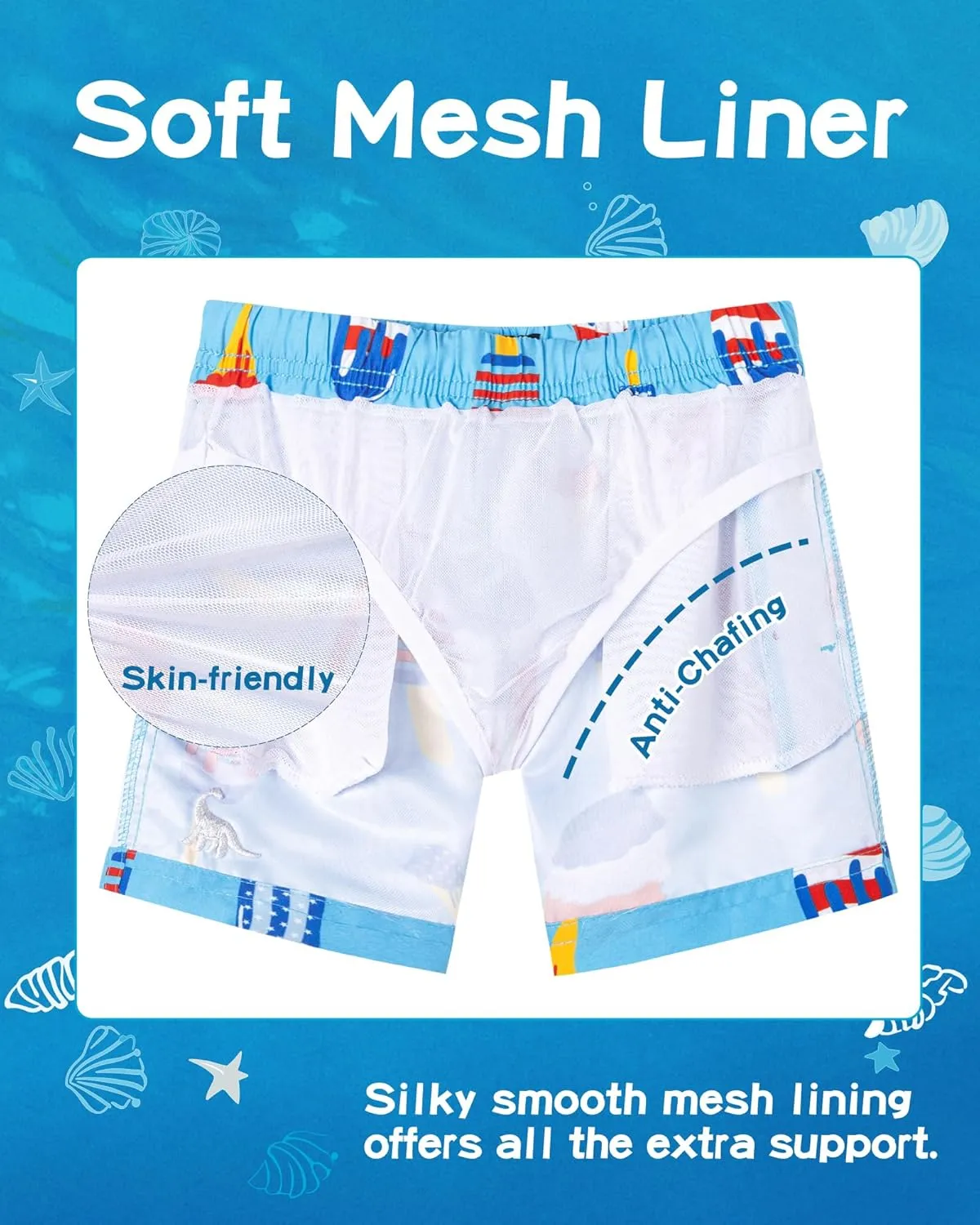 SURF CUZ Boys Swim Trunks Toddler Swim Shorts UPF 50  Bathing Suit for Boy Swimsuit Quick Dry Mesh Beach Boardshorts Swimwear