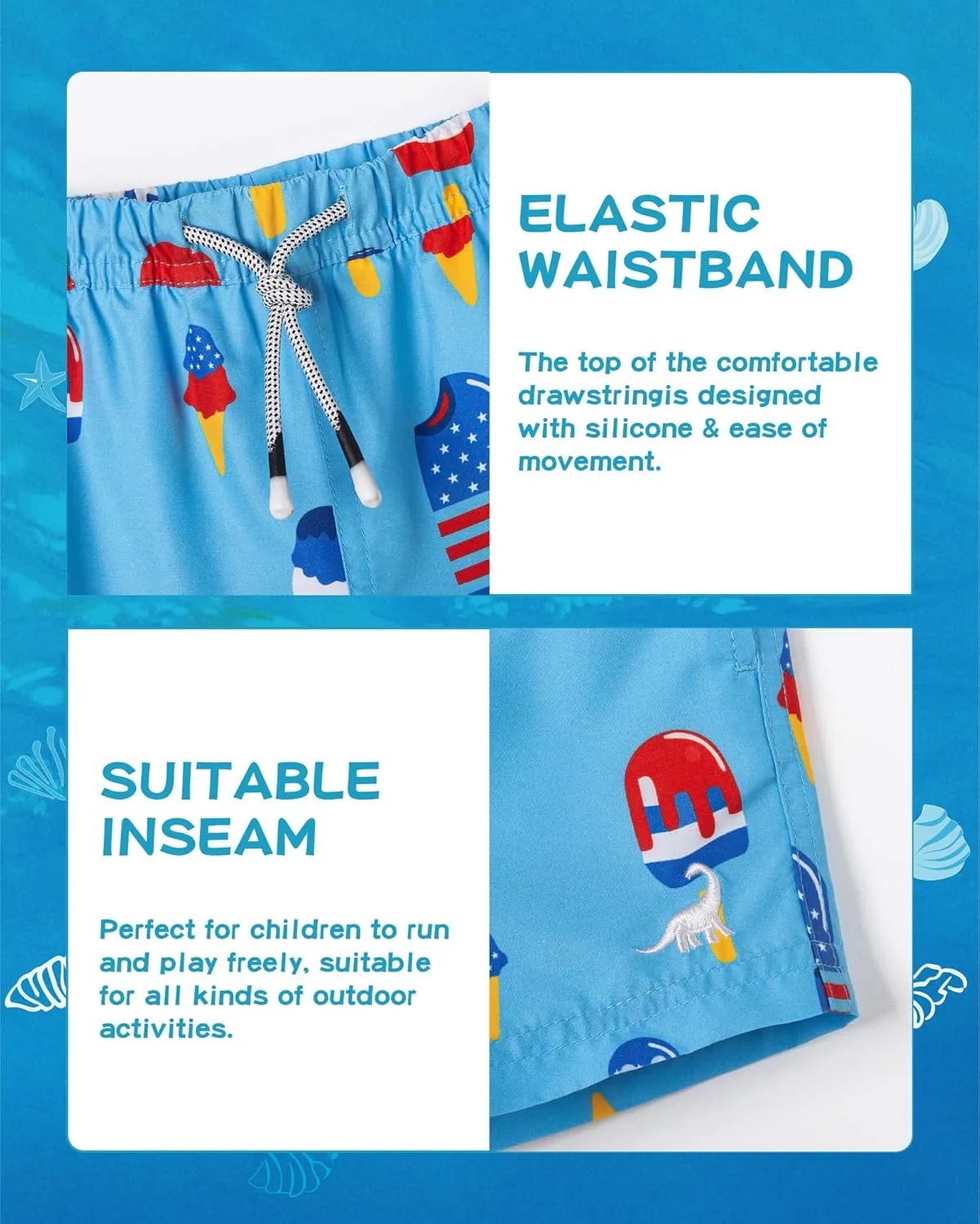 SURF CUZ Boys Swim Trunks Toddler Swim Shorts UPF 50  Bathing Suit for Boy Swimsuit Quick Dry Mesh Beach Boardshorts Swimwear