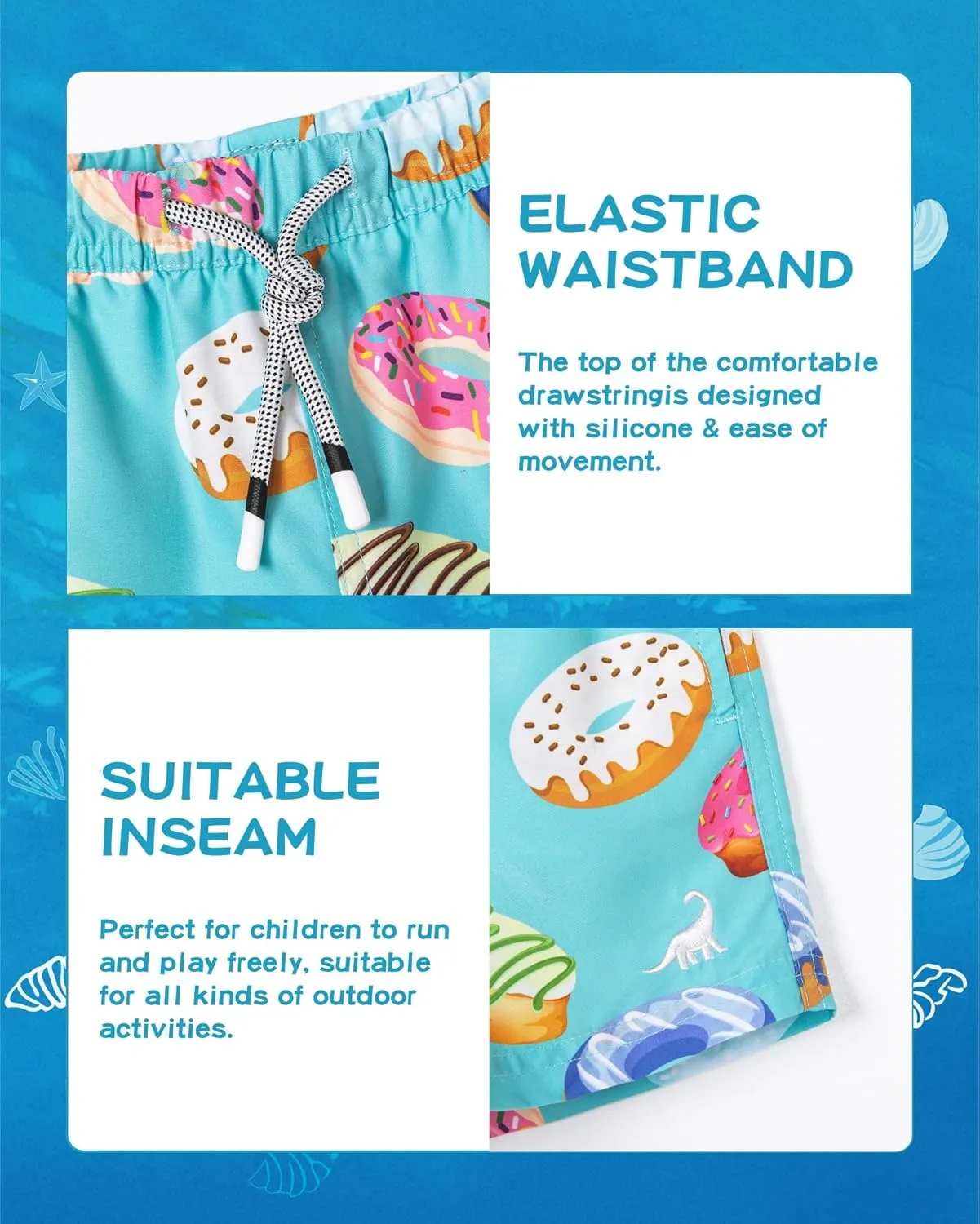SURF CUZ Boys Swim Trunks Toddler Swim Shorts UPF 50  Bathing Suit for Boy Swimsuit Quick Dry Mesh Beach Boardshorts Swimwear