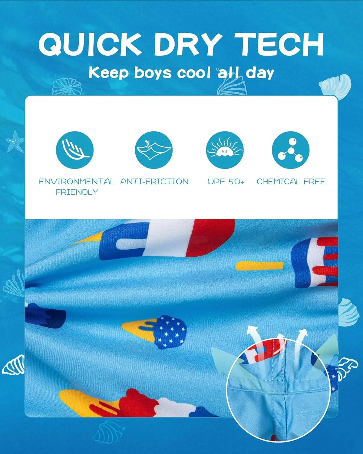 SURF CUZ Boys Swim Trunks Toddler Swim Shorts UPF 50  Bathing Suit for Boy Swimsuit Quick Dry Mesh Beach Boardshorts Swimwear