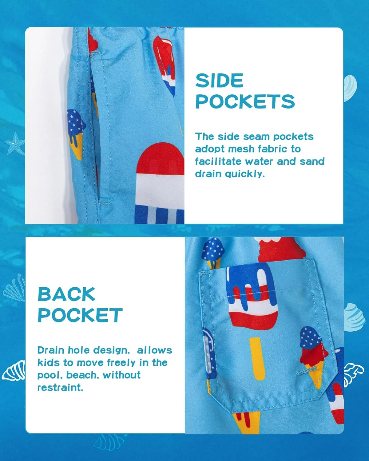 SURF CUZ Boys Swim Trunks Toddler Swim Shorts UPF 50  Bathing Suit for Boy Swimsuit Quick Dry Mesh Beach Boardshorts Swimwear