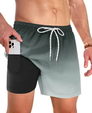 Swim Trunks Mens 5 Inch Inseam Compression Liner Short Men Bathing Suit Lined Swimming Shorts Men's Swim Suits