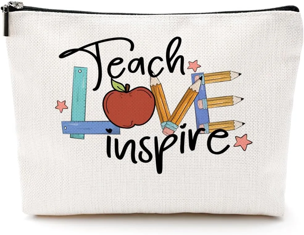 Teacher Gifts: Makeup Bag - Funny & Unique Teacher Appreciation Gifts for Women - Inspire Love