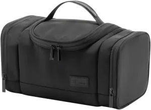 Travel Makeup Bag, Tri-Sectional Waterproof Toiletry Bag Large Capacity Cosmetic Bag Simplistic with Handles, Makeup Organizer (Black)
