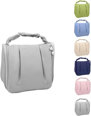 Travel Makeup Bag, Waterproof Toiletry Bag Washbag Large Capacity Cosmetic Bag Simplistic with Handles, Makeup Organizer Pouch (Gray)