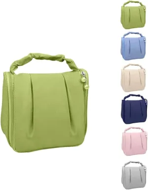 Travel Makeup Bag, Waterproof Toiletry Bag Washbag Large Capacity Cosmetic Bag Simplistic with Handles, Makeup Organizer Pouch (Green)