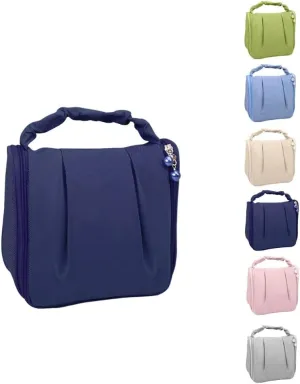 Travel Makeup Bag, Waterproof Toiletry Bag Washbag Large Capacity Cosmetic Bag Simplistic with Handles, Makeup Organizer Pouch (Navy)