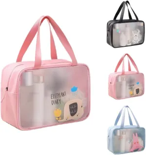 Travel Makeup Bag, Waterproof Toiletry Bag Washbag Large Capacity Cosmetic Bag Simplistic with Handles, Makeup Organizer Pouch (Pink)