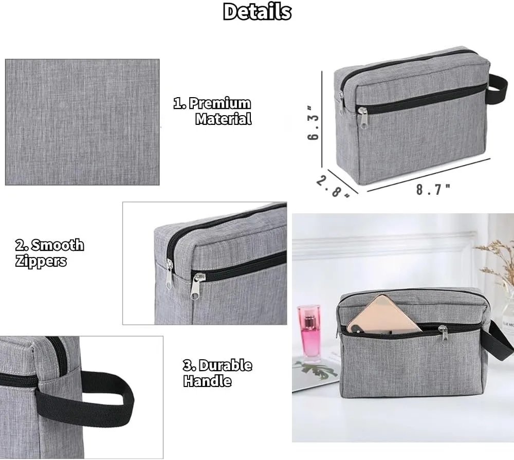 Travel Makeup Bag, Waterproof Toiletry Bag Washbag Large Capacity Cosmetic Bag Simplistic with Handles, Makeup Organizer Pouch, Swimming Bag Gym Bag Mothers day gift (Black)