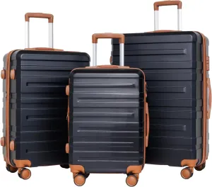 Travel with Ease using 3-Piece Luggage Set, Expandable Suitcases with TSA Lock and 360 Spinner Wheels, Blue and Black