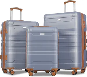 Travel with Ease using Expandable Hardshell Luggage Set, Lightweight ABS, Durable 3-Piece with Spinner Wheels, Blue