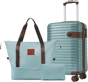 Travel with Ease using Lightweight 3-Piece Luggage Set, Durable Hardshell Suitcase with Spinner Wheels, 20 Inch, Blue
