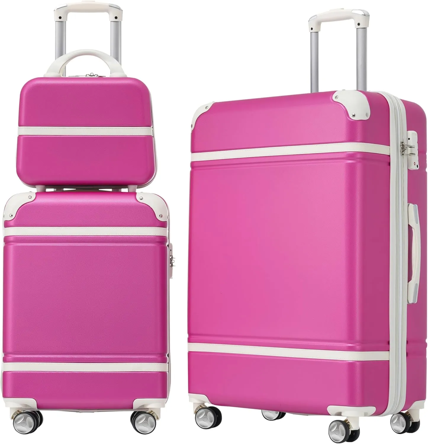 Travel with Ease Using Lightweight Hardshell Luggage Set, 3 Pieces Including 20" and 24" Spinner Suitcases, Pink