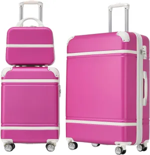 Travel with Ease Using Lightweight Hardshell Luggage Set, 3 Pieces Including 20" and 24" Spinner Suitcases, Pink