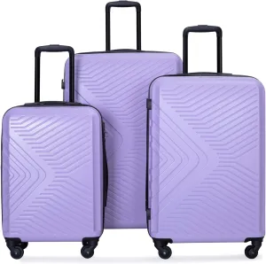 Travel with Ease using Lightweight Luggage Set, Durable Hard Shell, Spinner Wheels, TSA Lock, 3 Sizes in Light Purple
