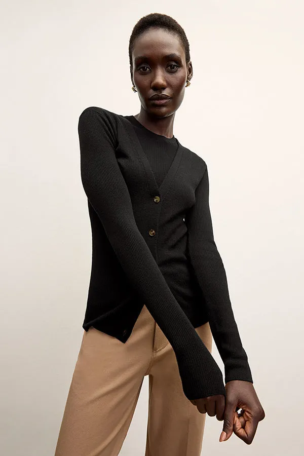 Trina Top - Ribbed Merino  :: Black