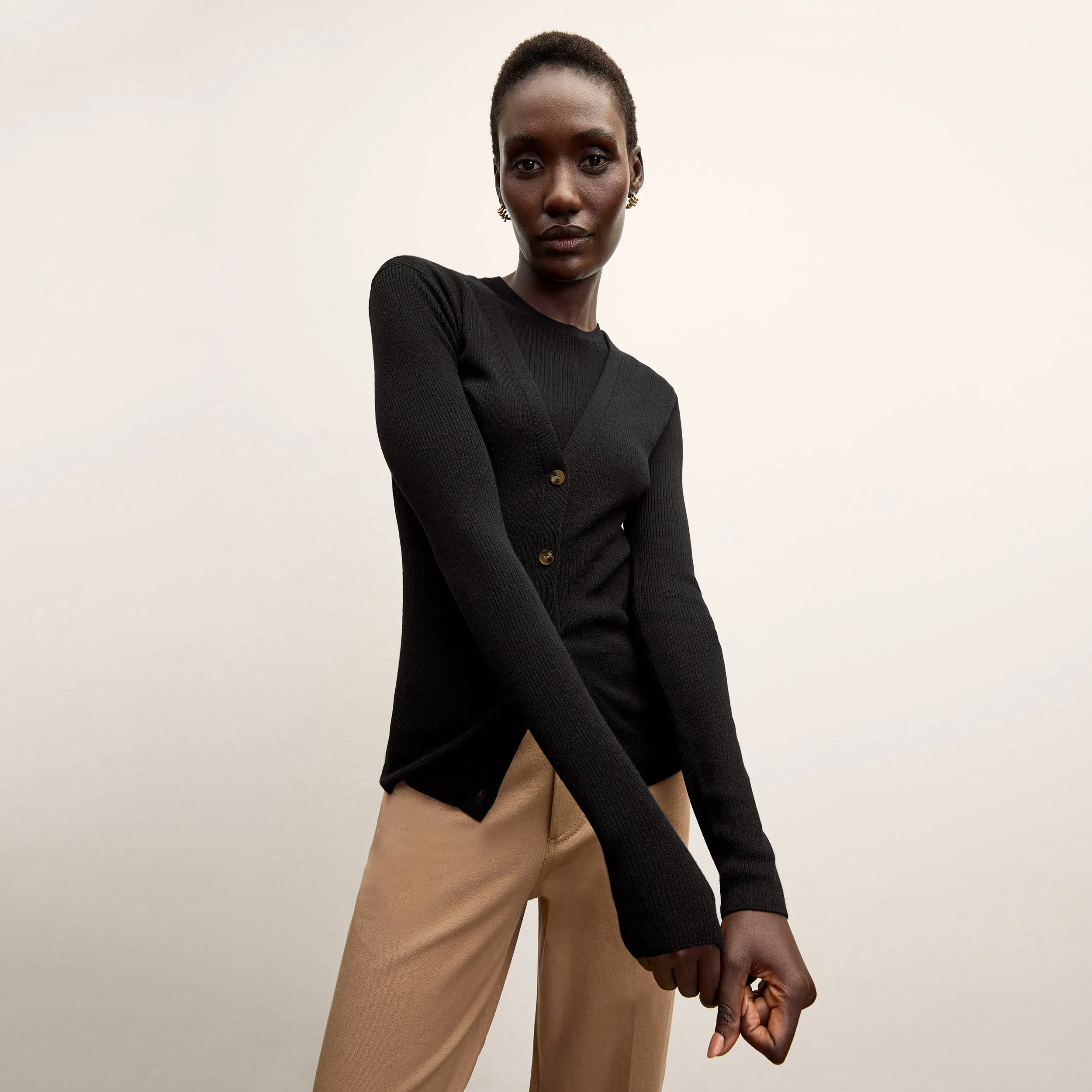 Trina Top - Ribbed Merino  :: Black