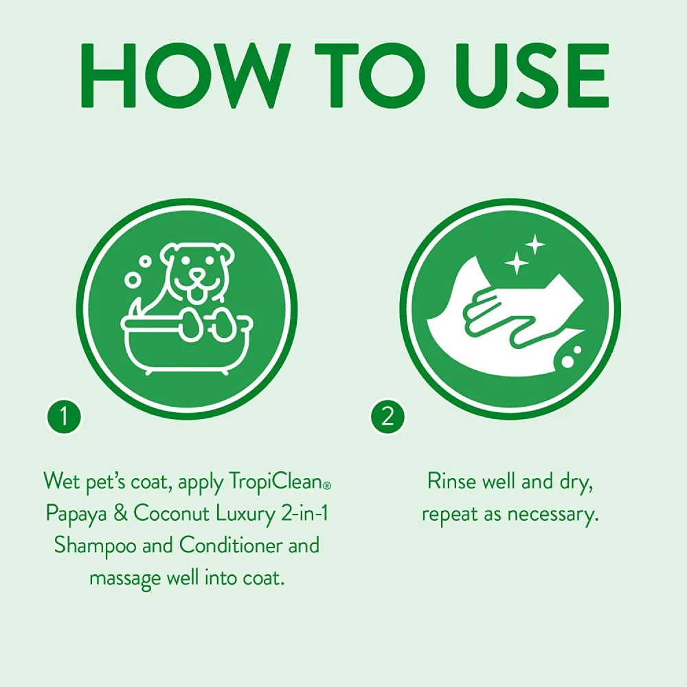 Tropiclean Papaya & Coconut 2 in 1 Shampoo & Conditioner for Dogs and Cats