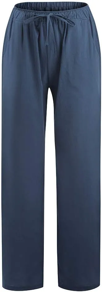 Trousers Pants For Women Elastic Waist Linen Pants Summer Boho Linen Pants Lounge Drawstring Solid 2024 Sweatpants