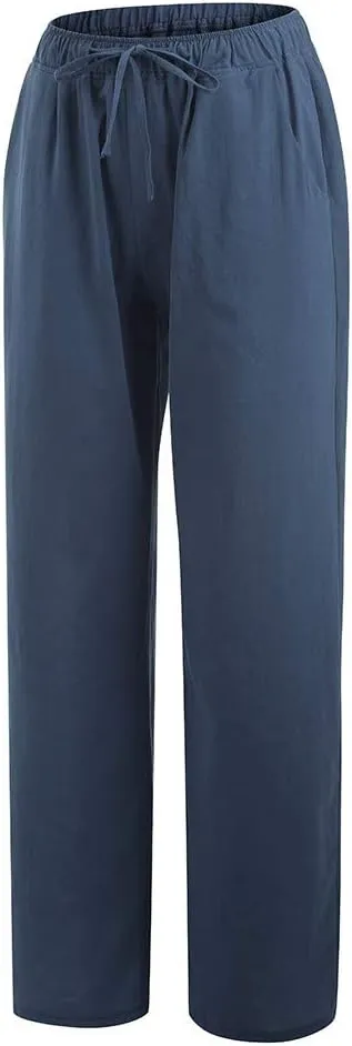 Trousers Pants For Women Elastic Waist Linen Pants Summer Boho Linen Pants Lounge Drawstring Solid 2024 Sweatpants