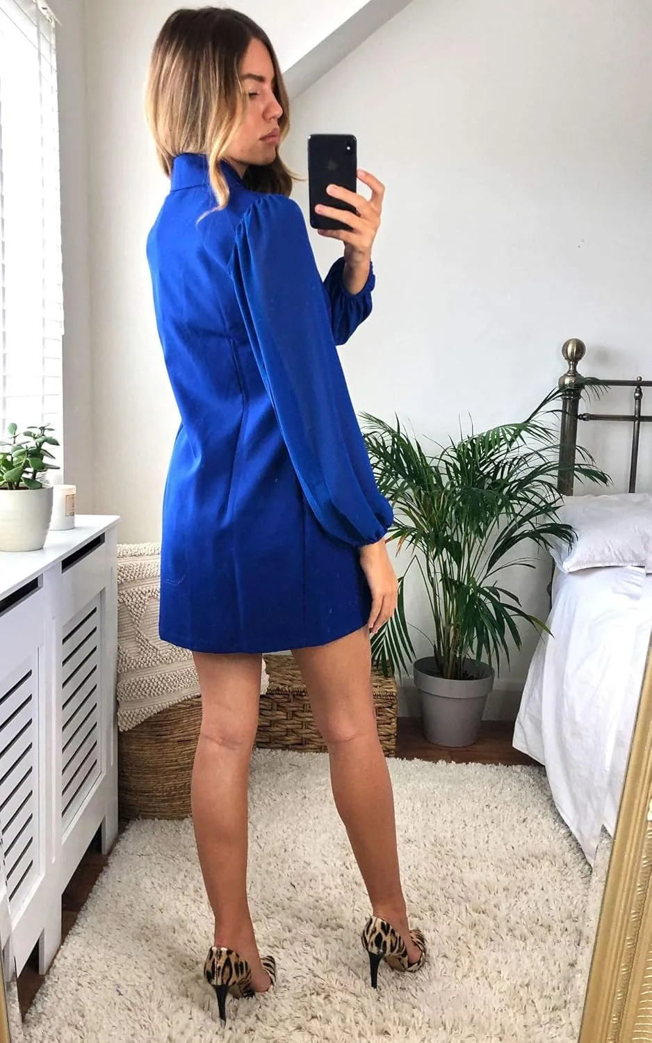 UNIQUE 21 Women Asymmetric Blazer Dress - Ladies Elegant Collar Mesh Long Sleeve Blazer Dresses