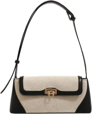 Unique Two-Tone Shoulder Bag  Vintage-Inspired Crossbody Purse Women, Retro Chic Office Commute Bag