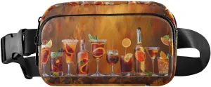 Whiskey Glasses Bar Fanny Pack Hip Bag Belt Bag for Women Man Fashion Waist Pack Water-repellent Crossbody Bag for Halloween Costumes Running Hiking Jogging Travel Sport