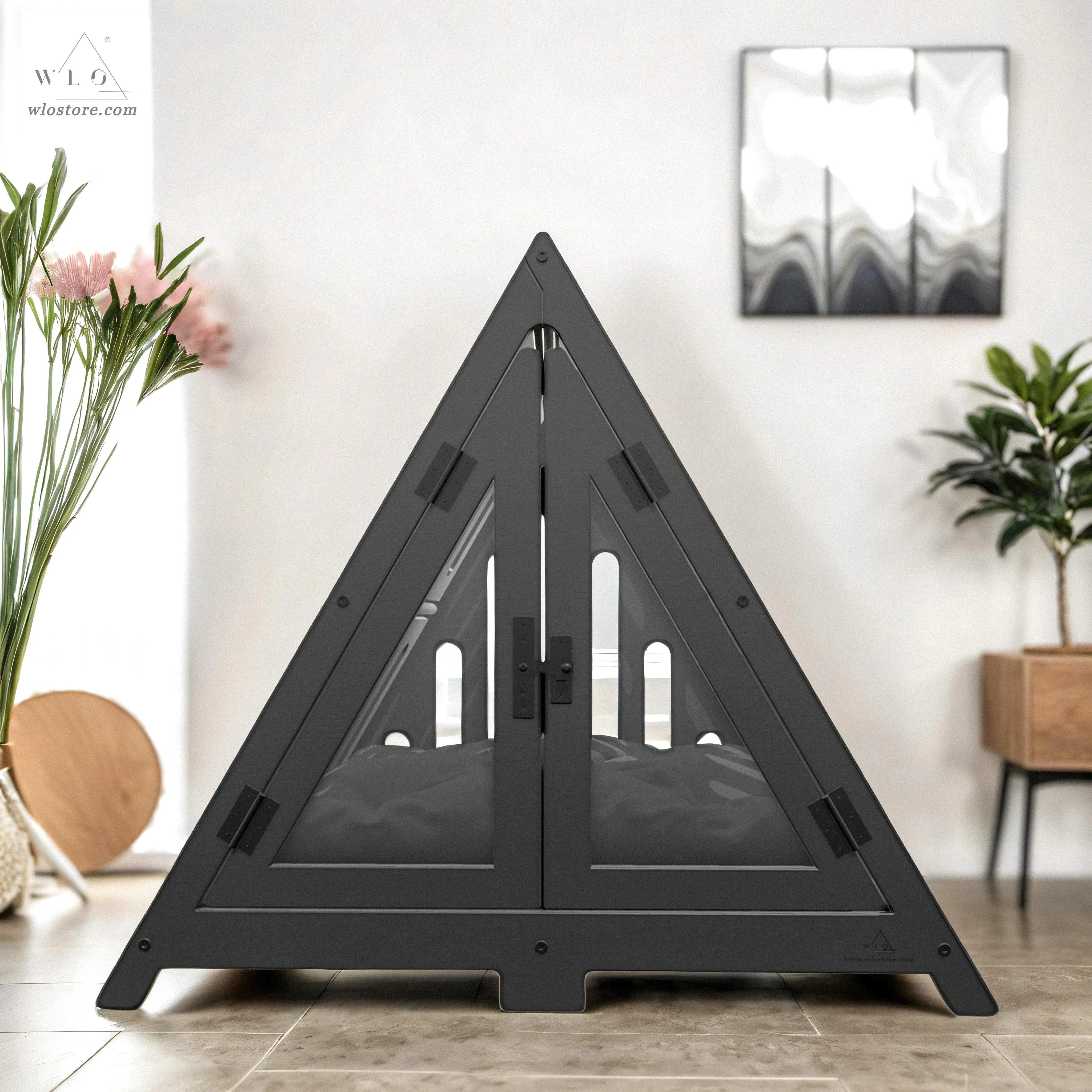 WLO® Black Lakota Modern Dog Crate
