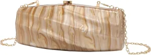 Women Acrylic Evening Clutch Purse Unique Stripe Pressed Marble Handbag for Wedding Party Prom