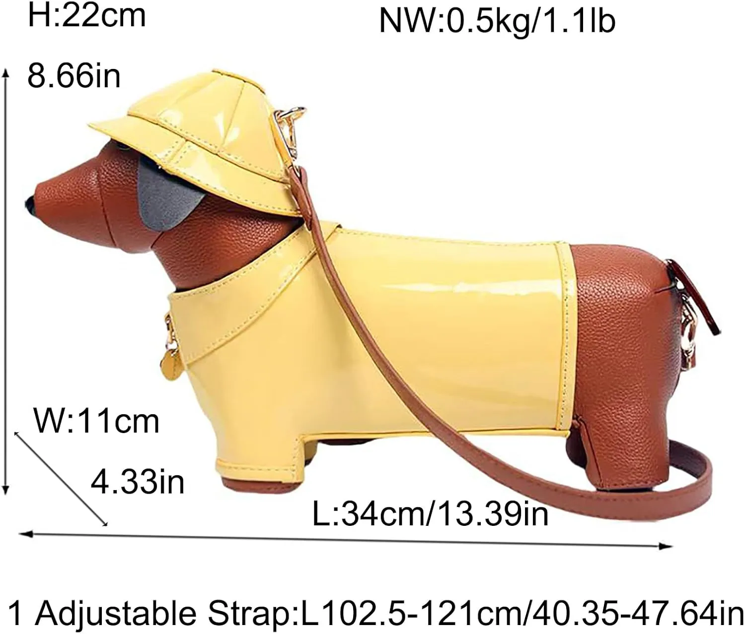 Women Dog Shaped Crossbody Shoulder Bag Handbag PU Leather Unique Novelty Dog Shaped Purse
