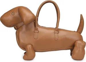 Women Dog Shaped Crossbody Shoulder Bag Handbag PU Leather Unique Novelty Dog Shaped Purse