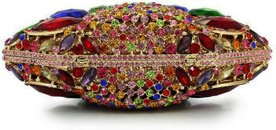 Women Gemstone Handbag Rhinestones Sector Shape Wedding Evening Clutch Purse