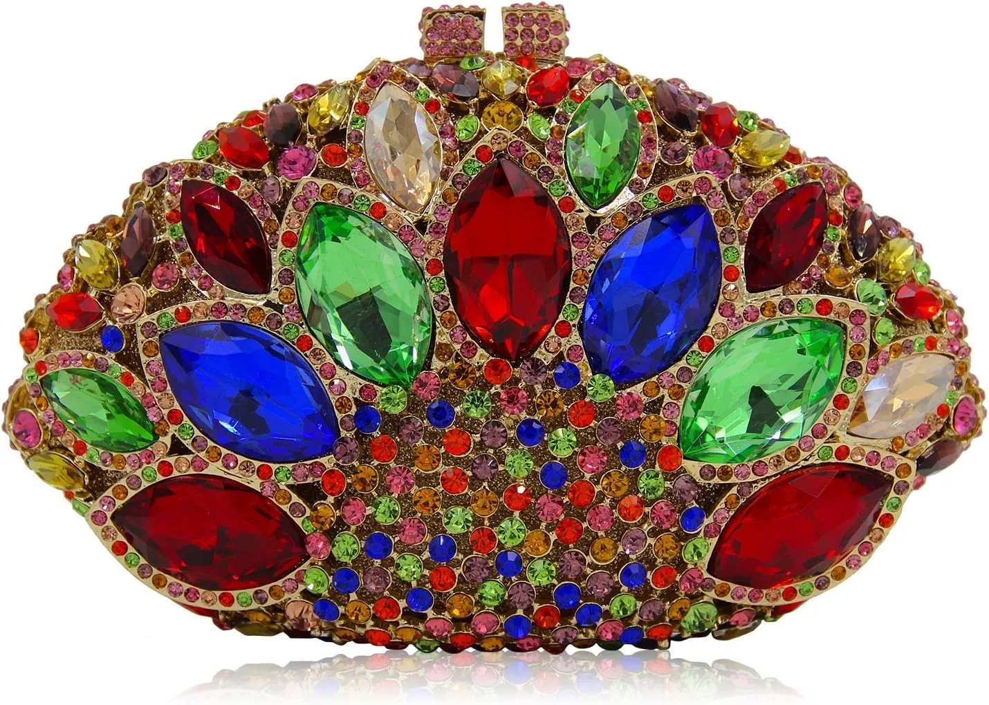 Women Gemstone Handbag Rhinestones Sector Shape Wedding Evening Clutch Purse