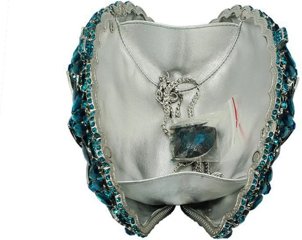 Women Gemstone Handbag Rhinestones Sector Shape Wedding Evening Clutch Purse