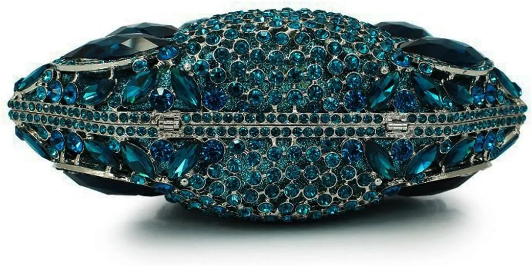 Women Gemstone Handbag Rhinestones Sector Shape Wedding Evening Clutch Purse