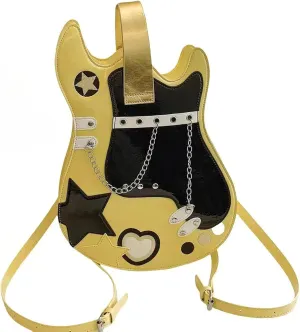 Women Guitar Shaped Backpack Unique Crossbody Shoulder Bag PU Leather Novelty Guitar Purse