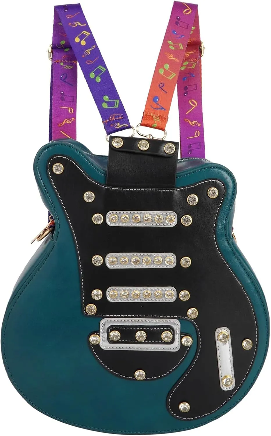 Women Guitar Shaped Backpack Unique Crossbody Shoulder Bag PU Leather Novelty Guitar Purse