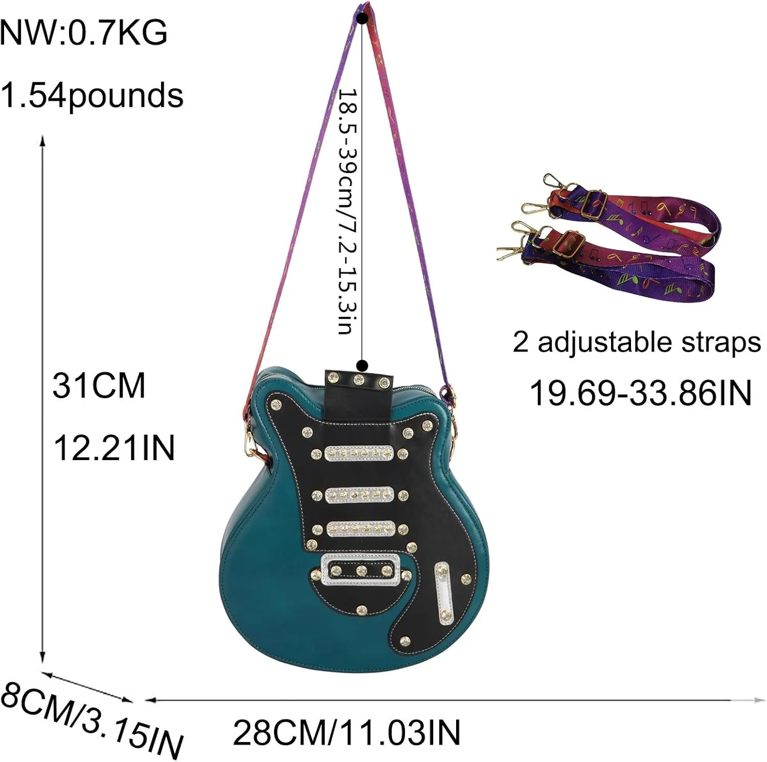 Women Guitar Shaped Backpack Unique Crossbody Shoulder Bag PU Leather Novelty Guitar Purse