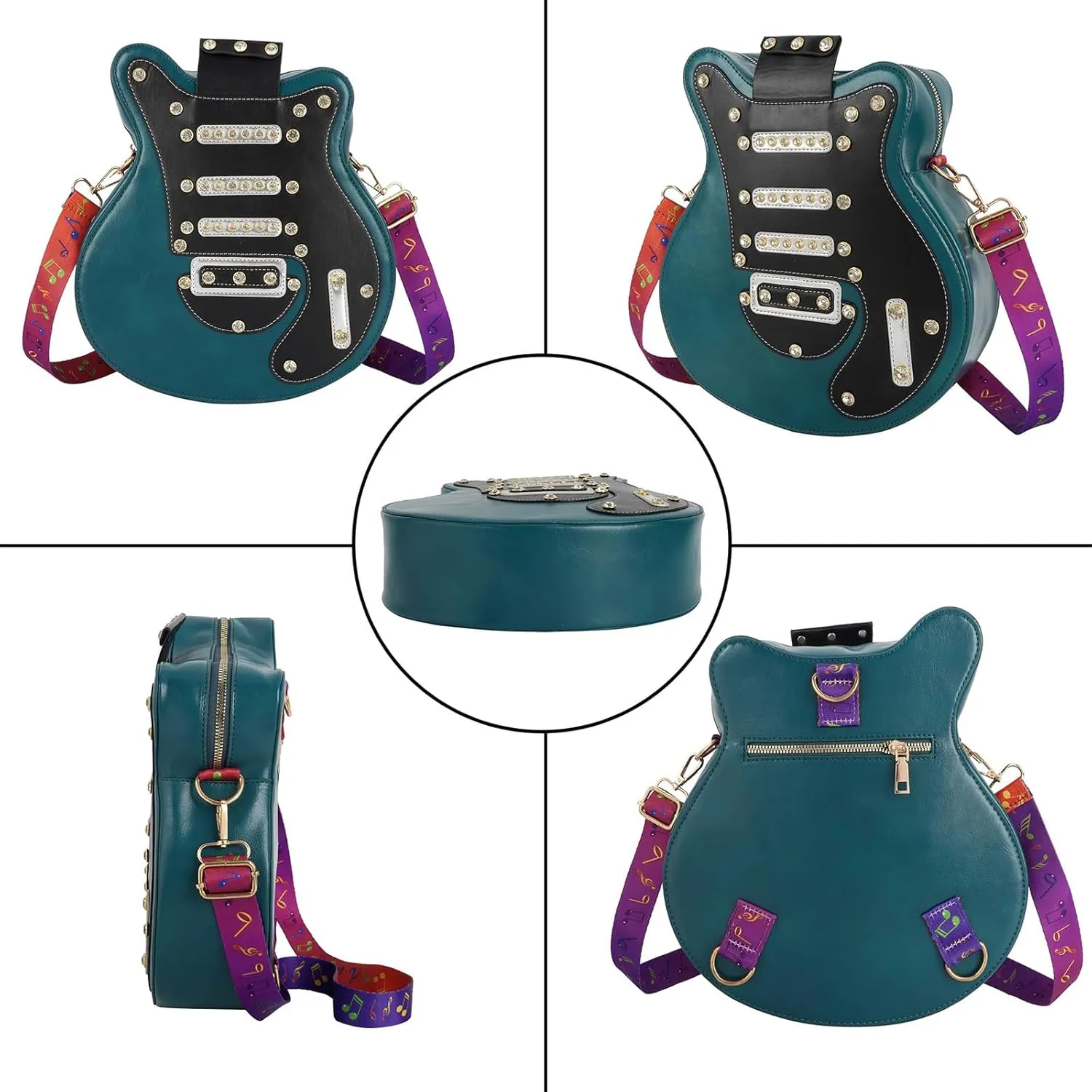Women Guitar Shaped Backpack Unique Crossbody Shoulder Bag PU Leather Novelty Guitar Purse