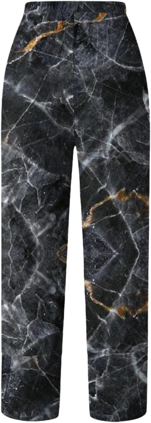 Women Linen Pants Casual Summer Solid Color Straight Leg Beach High Waisted Linen Pants Elastic Waist Streetwear Trousers