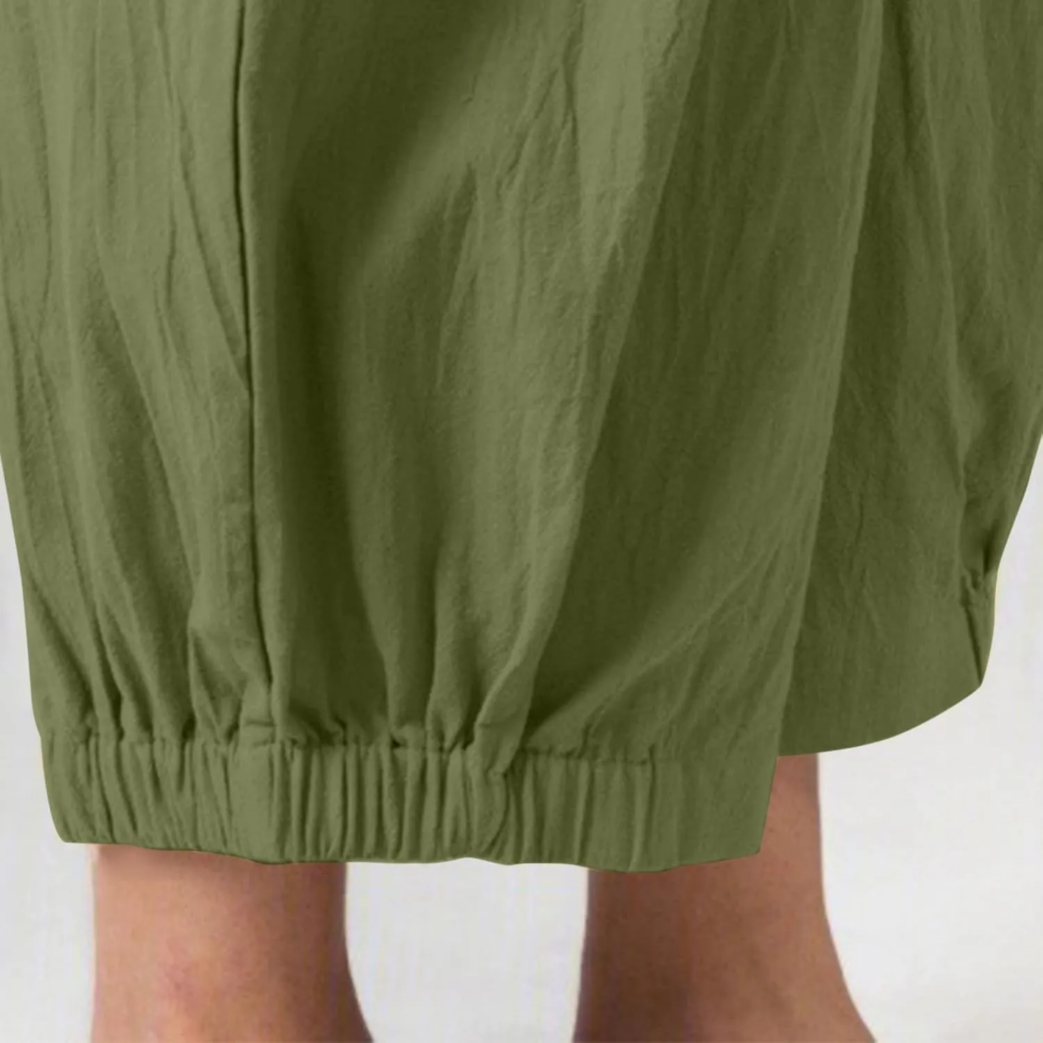 Women Linen Summer Drawstring Pant Trousers Low Waist Wide Leg Slim Fit Trousers Office