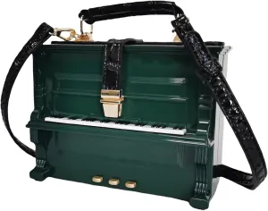 Women Piano Shaped Crossbody Shoulder Bag Handbag Acrylic Unique Novelty Piano Purse
