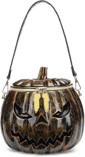 Women Pumpkin Shaped Crossbody Shoulder Bag Unique Weird PVC Handbag Novelty Halloween Pumpkin Purse