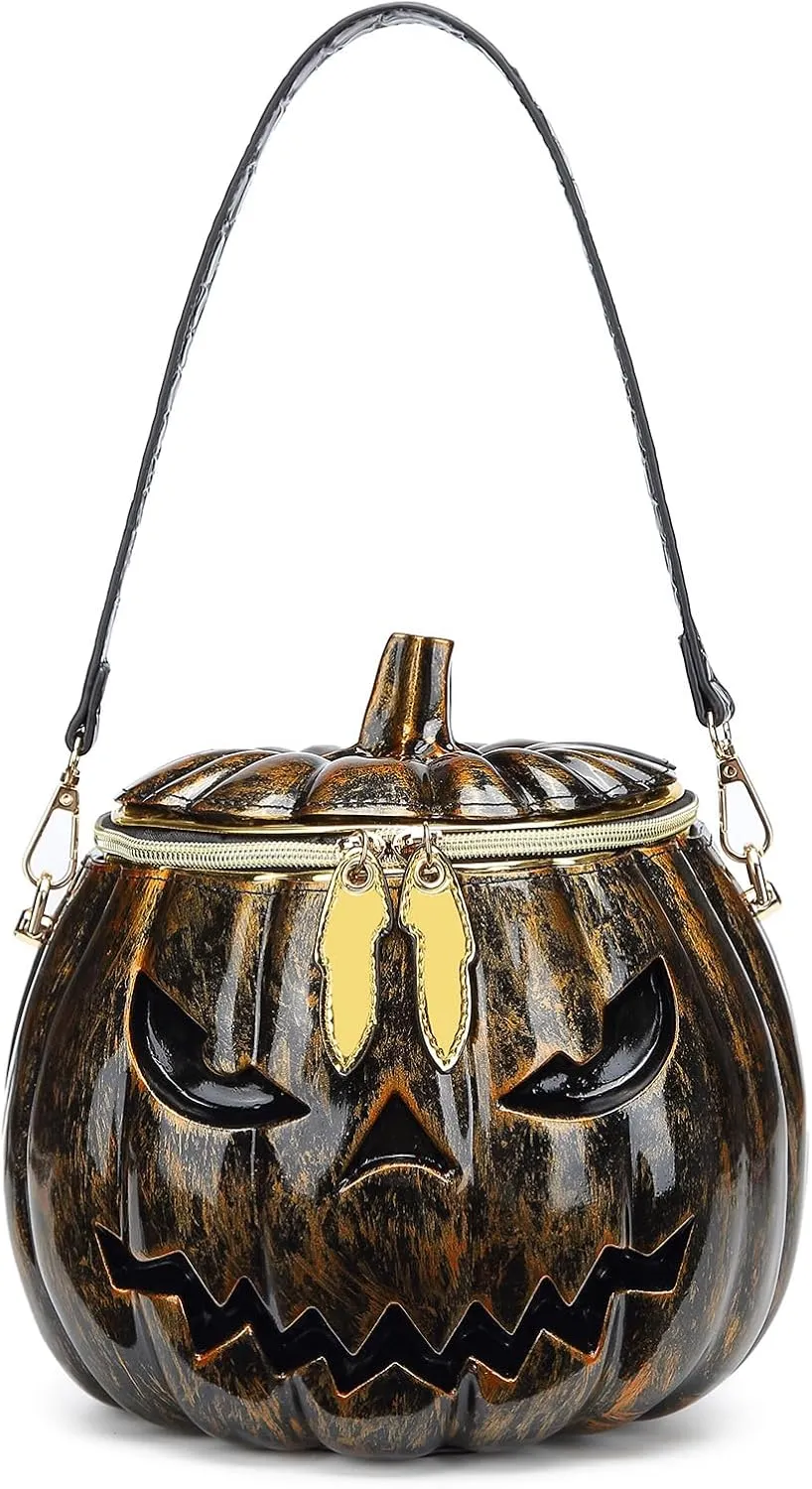 Women Pumpkin Shaped Crossbody Shoulder Bag Unique Weird PVC Handbag Novelty Halloween Pumpkin Purse