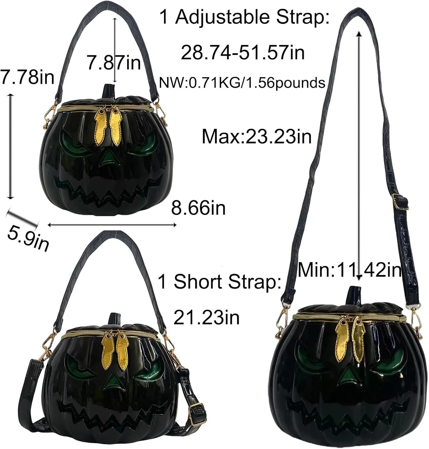 Women Pumpkin Shaped Crossbody Shoulder Bag Unique Weird PVC Handbag Novelty Halloween Pumpkin Purse