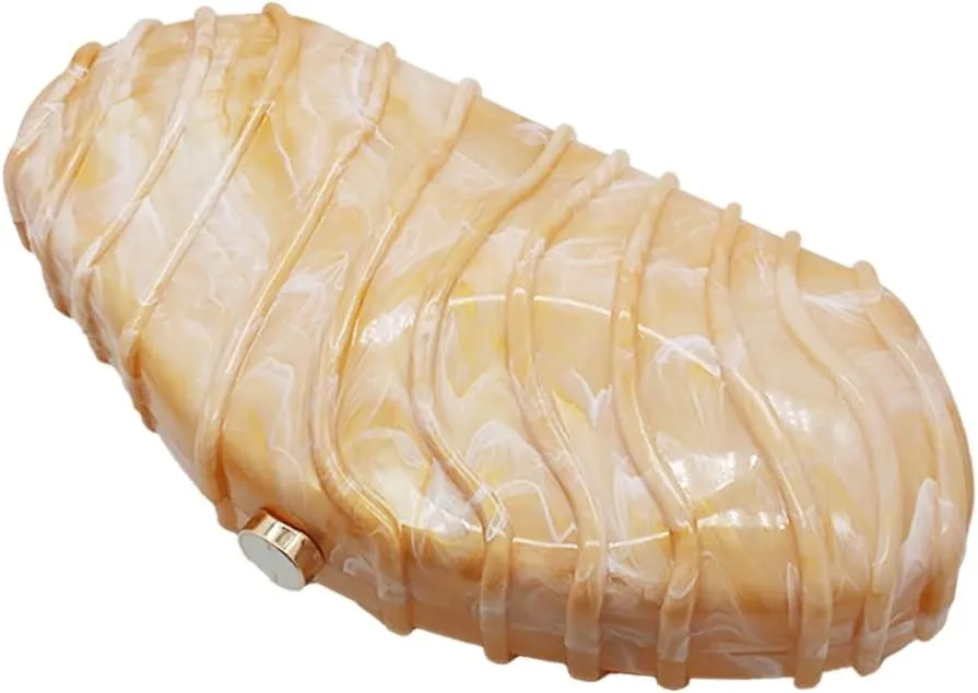 Women Shell Shape Acrylic Evening Clutch Purse Unique Stripe Marble Handbag for Party Cocktail Wedding