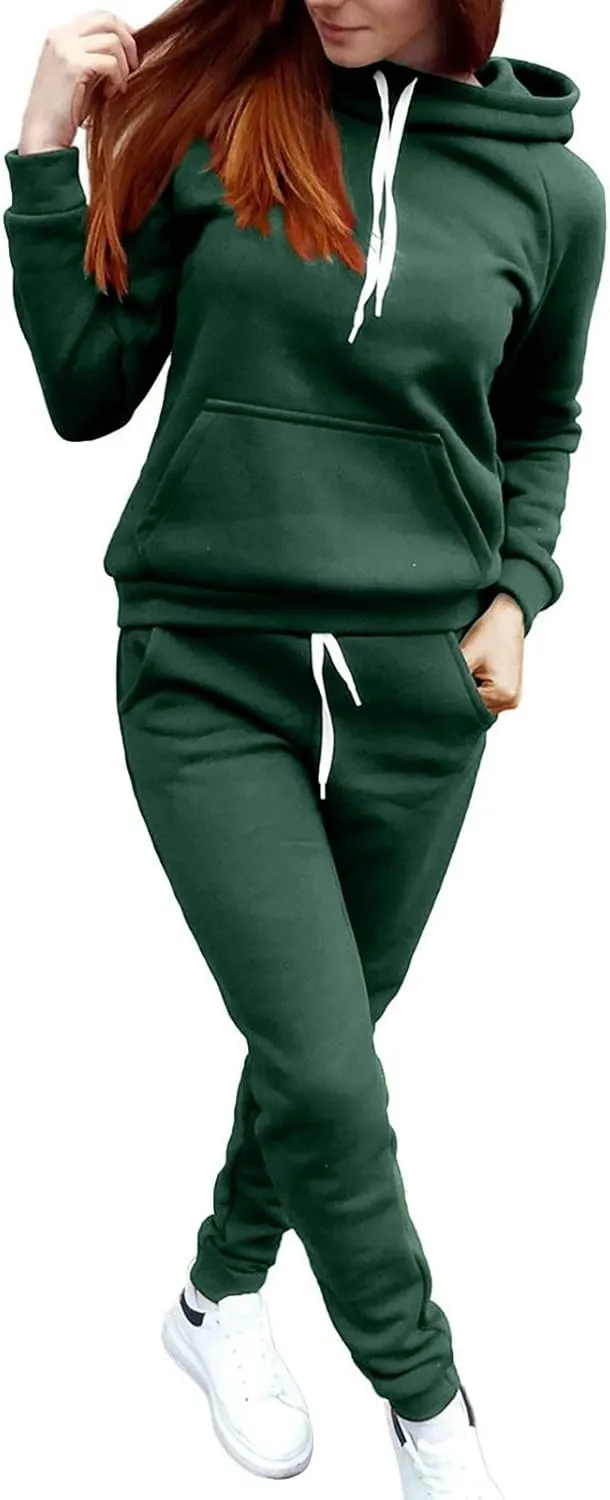 Women's 2 Piece Outfits Lounge Set Long Sleeve V Neck Athletic Sweat Pullover Sweatshirt Joggers