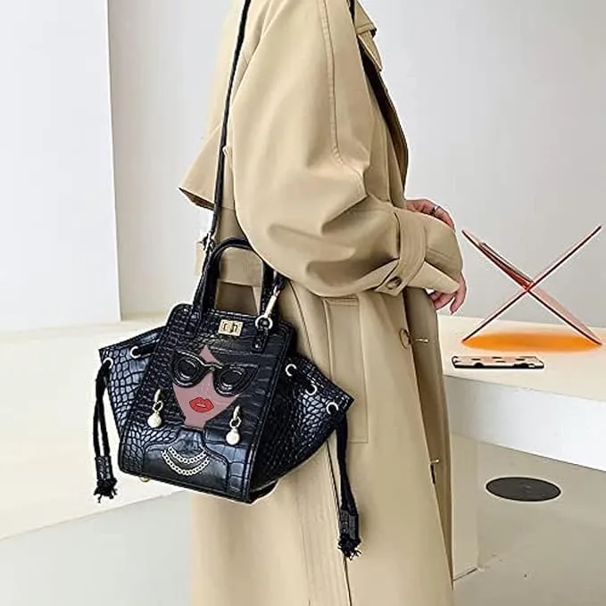 Women's 3D Lady Face Purse, Abstract Art | Crossbody Over-Shoulder Bag, Unique and Artsy