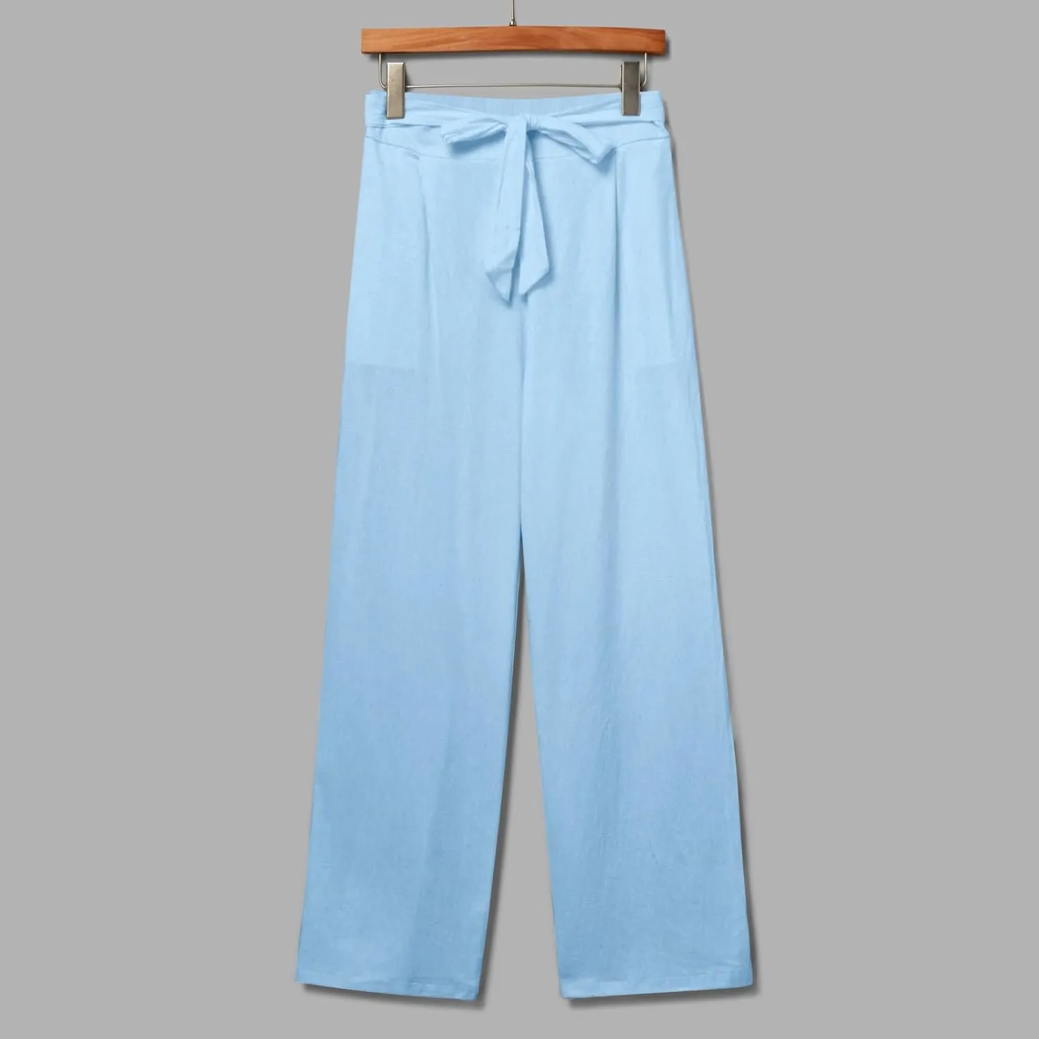 Women's Cotton Linen Summer Lightweigt Palazzo Pants Low Waist Wide Leg Loose Fit Pants Travel