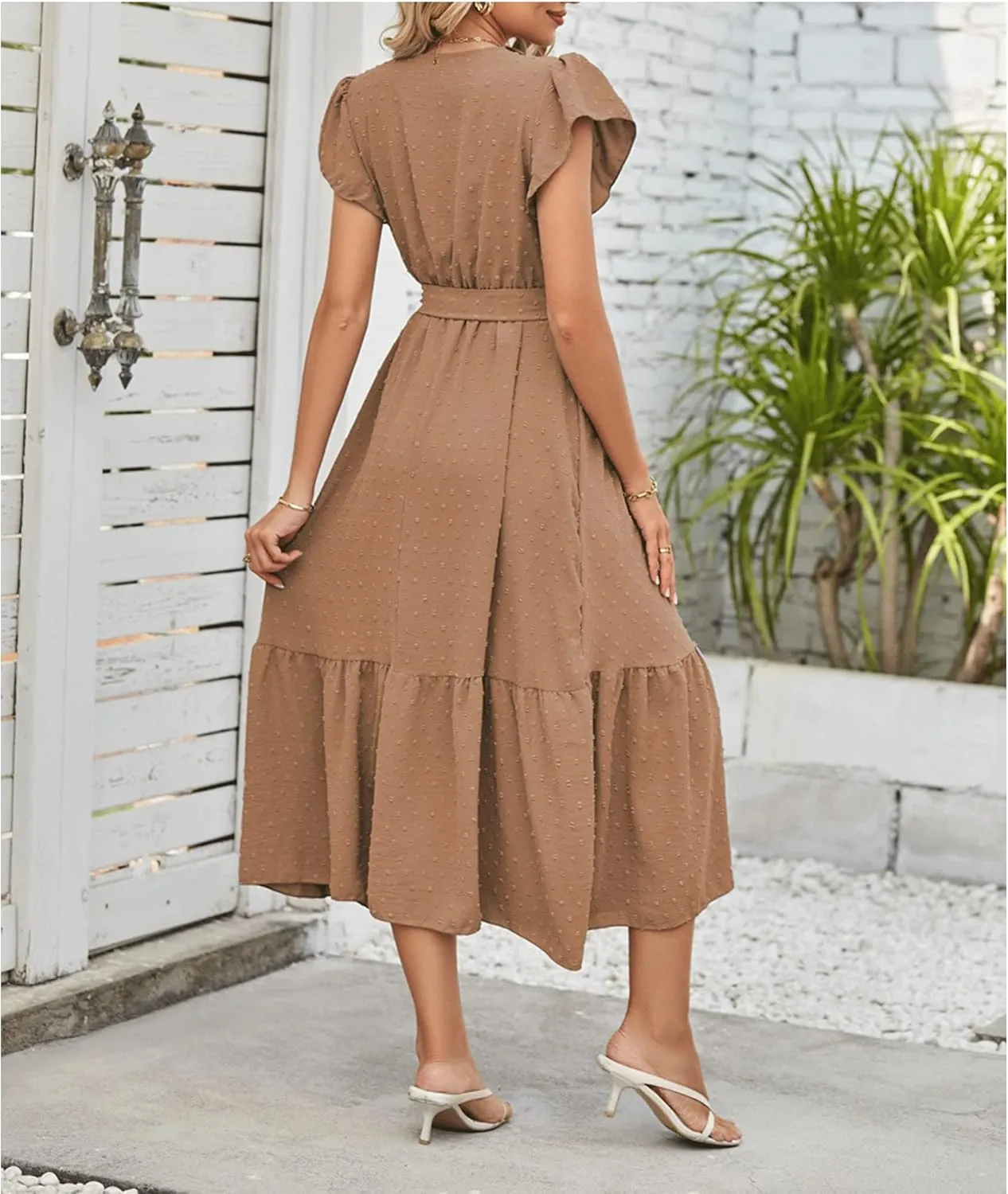 Women's Dress V-Neck lace Polka dot Long Skirt